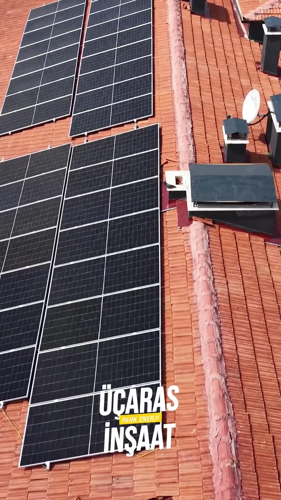 Üç Aras İnşaat projesinde güneş panelleri; Park Enerji videosundan gerçek kare